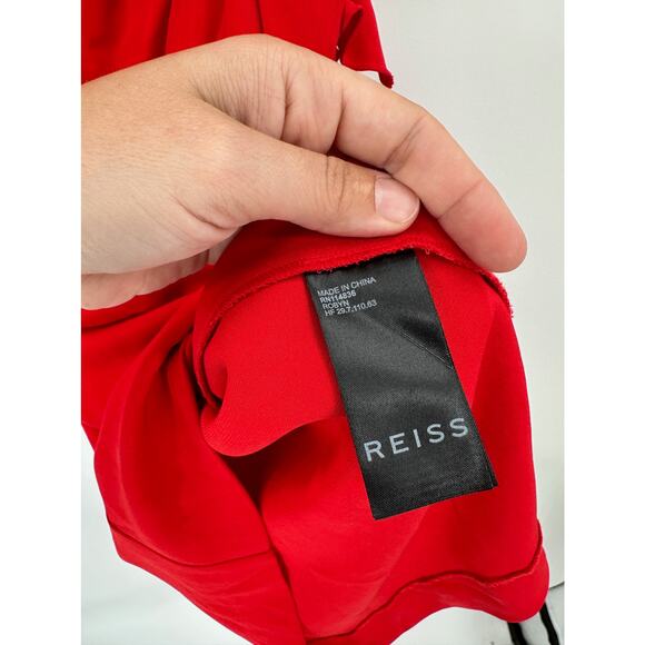 Reiss Robyn Red Sleeveless Ruffle Detail Knee Length Dress - Picture 6 of 7